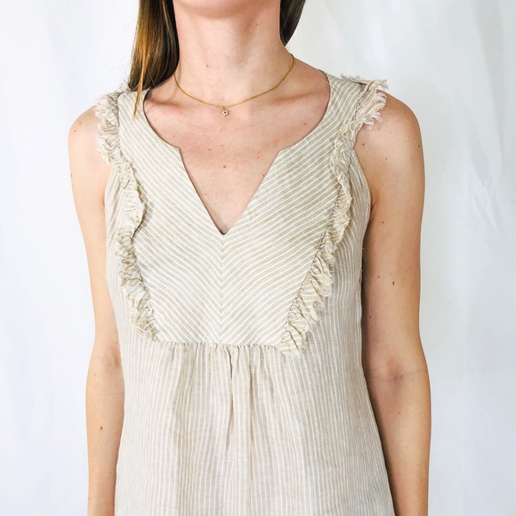 Vineyard Vines Linen Striped Natural Dress 6 0313 - Picture 6 of 7